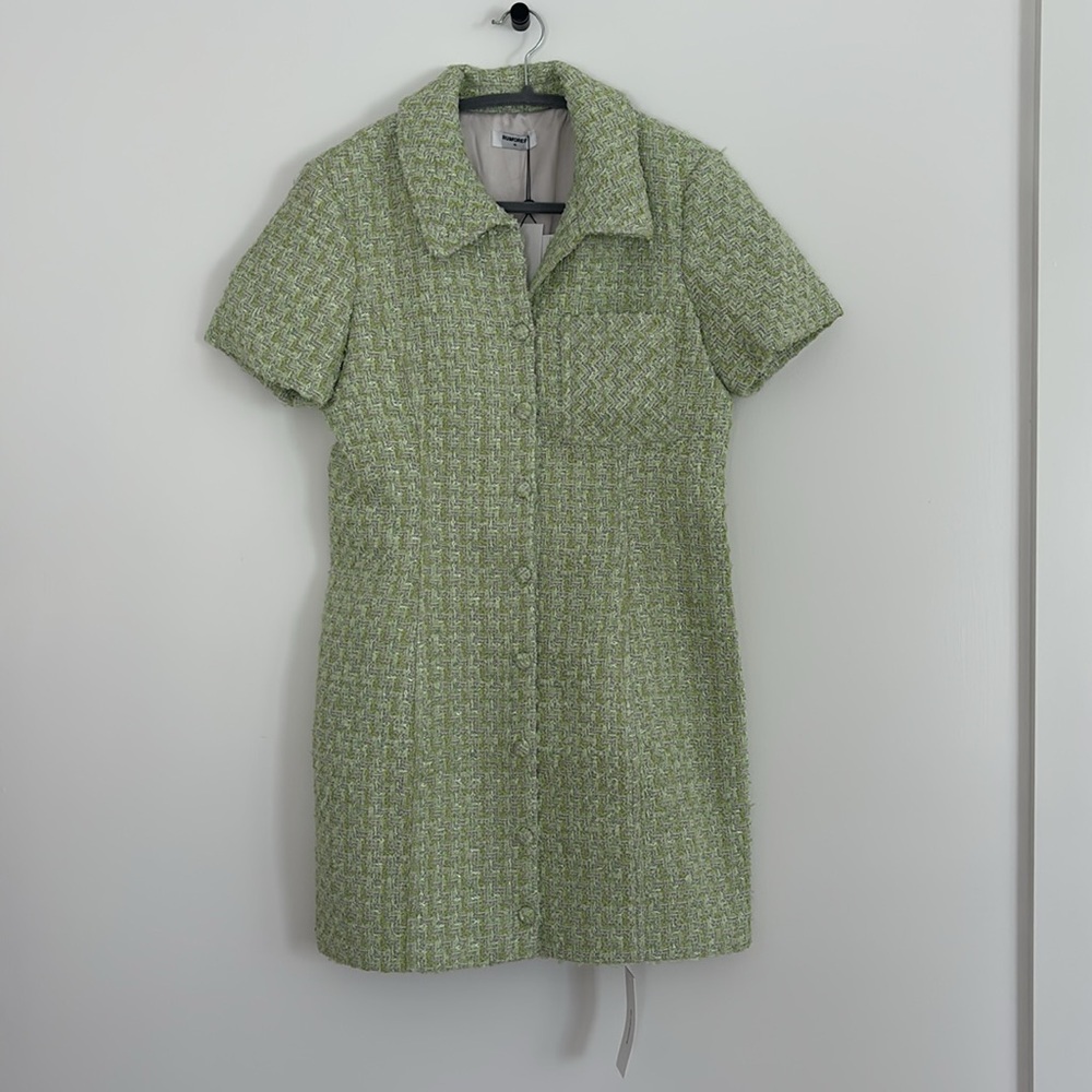 Rumored Light Green Tweed Mini Dress - Picture 4 of 9